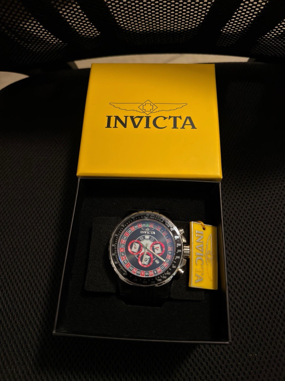 Invicta Aviator Men’s Quartz Chronograph 44mm Black Strap 100m w/Box