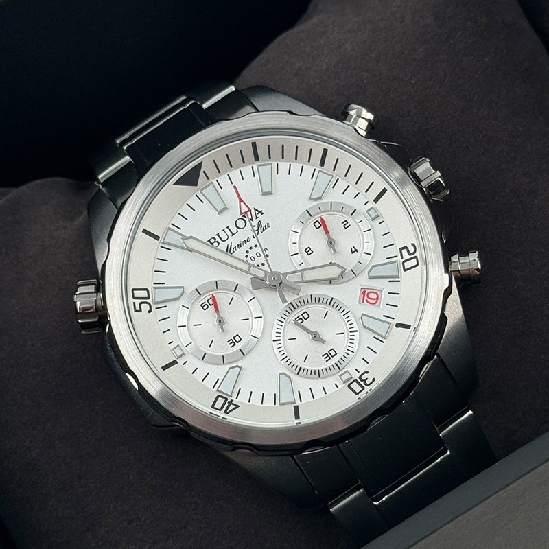 Bulova Marine Star White Dial Chronograph Men’s Quartz Watch 43MM 96B255