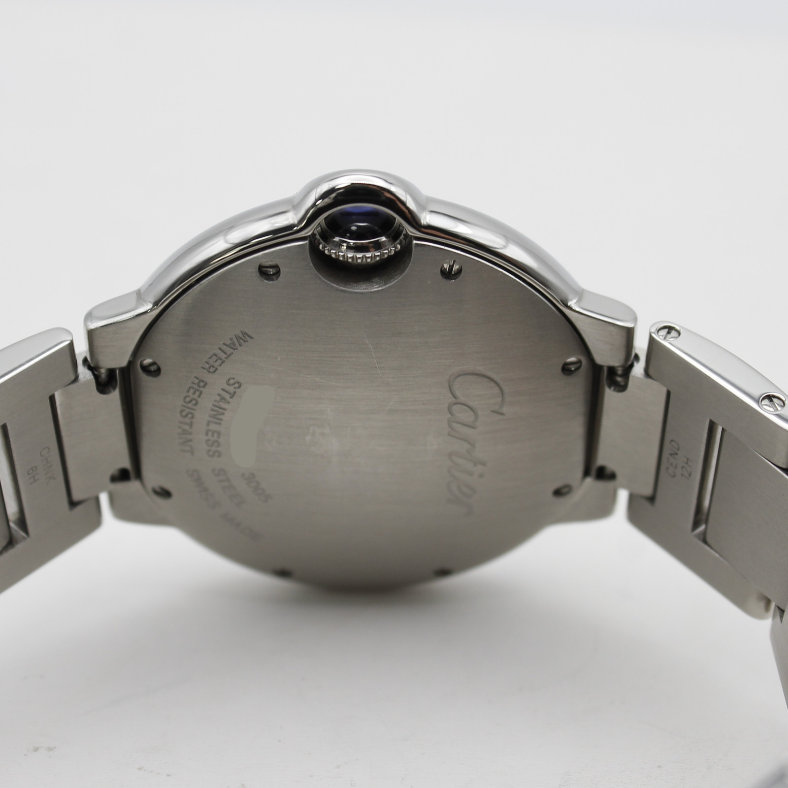 Cartier Ballon Bleu 36 Silver Guilloche Roman Dial Quartz Unisex Watch W69011Z4