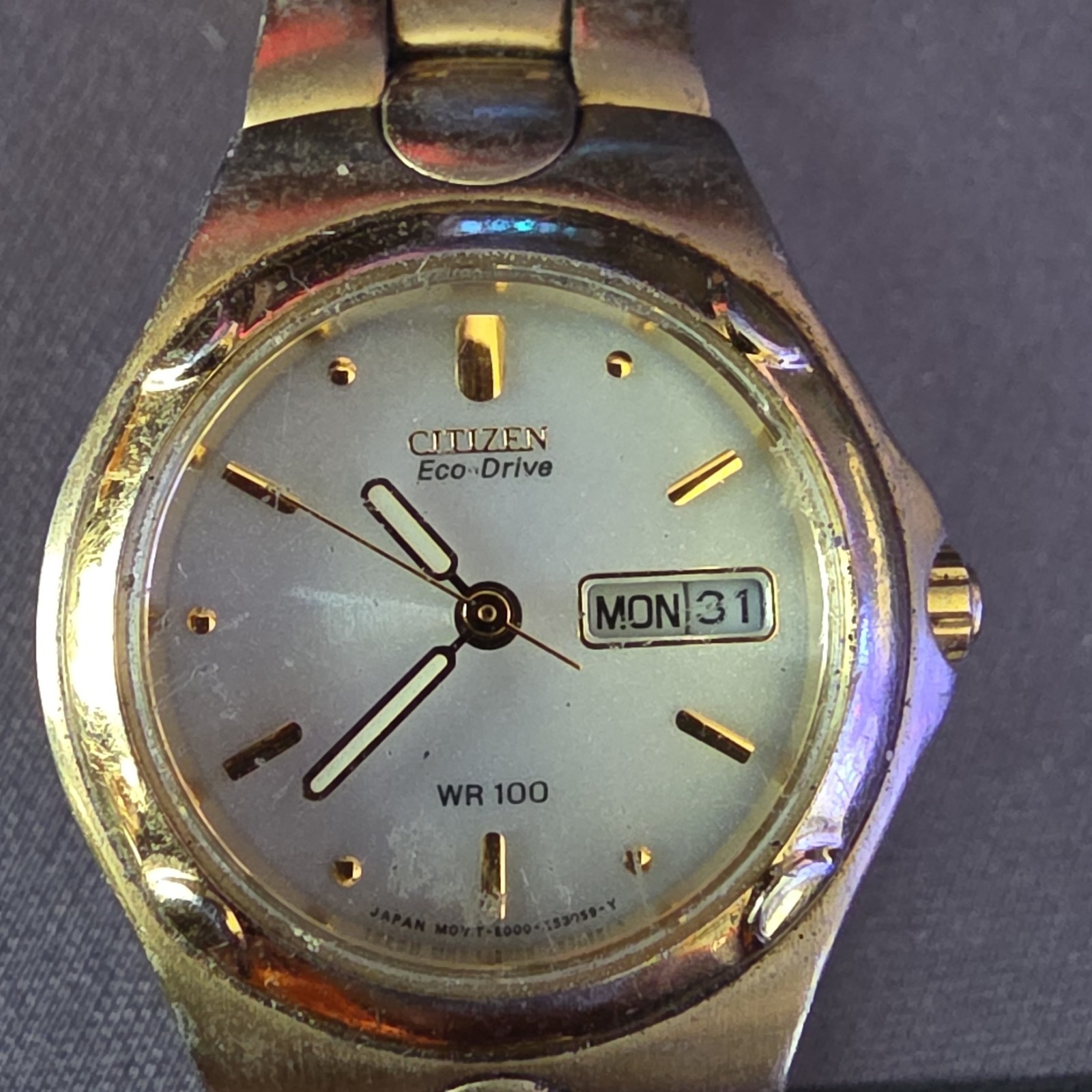 Citizen Eco-Drive WR100 Women’s Quartz Day/Date 100m Gold Bracelet Silver Dial
