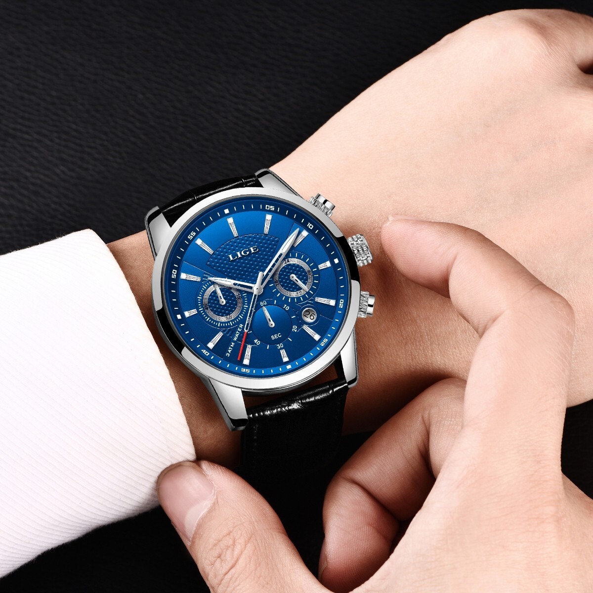 Luxury Men Watch Quartz Luminous Date Chronograph 3ATM Waterproof Man Wristwatch