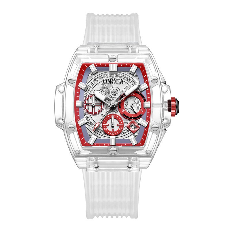 ONOLA Men Quartz Watch Multifunction Chronograph Waterproof Luminous Transparent
