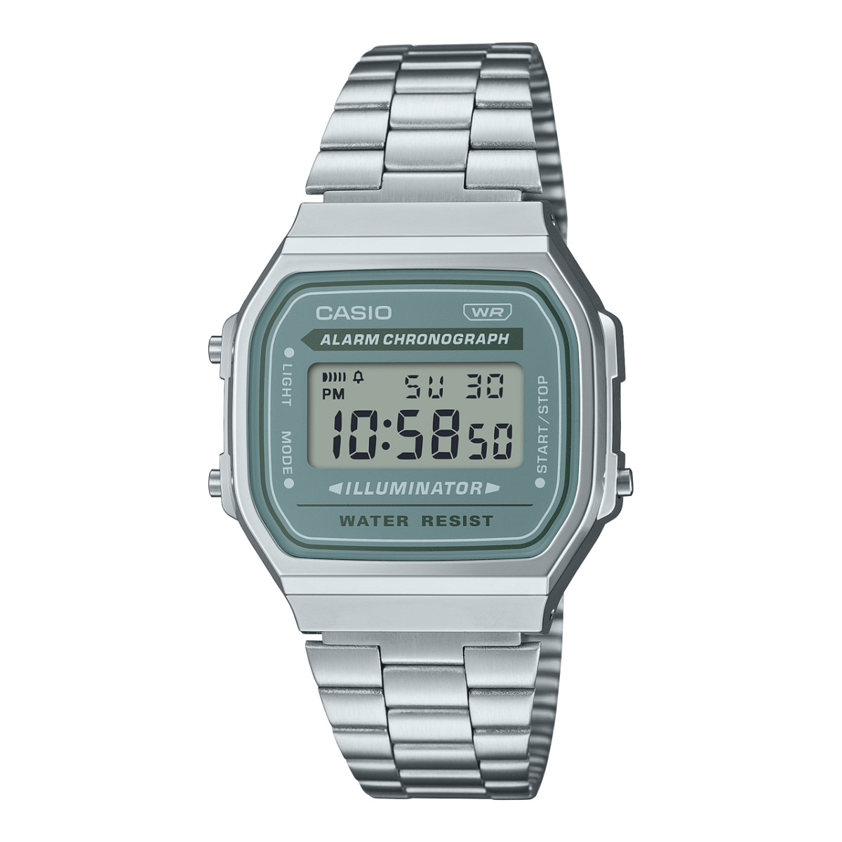 CASIO VINTAGE ICONIC A168WA-3A SILVER GREY STOPWATCH DIGITAL ALARM WR BRAND NEW