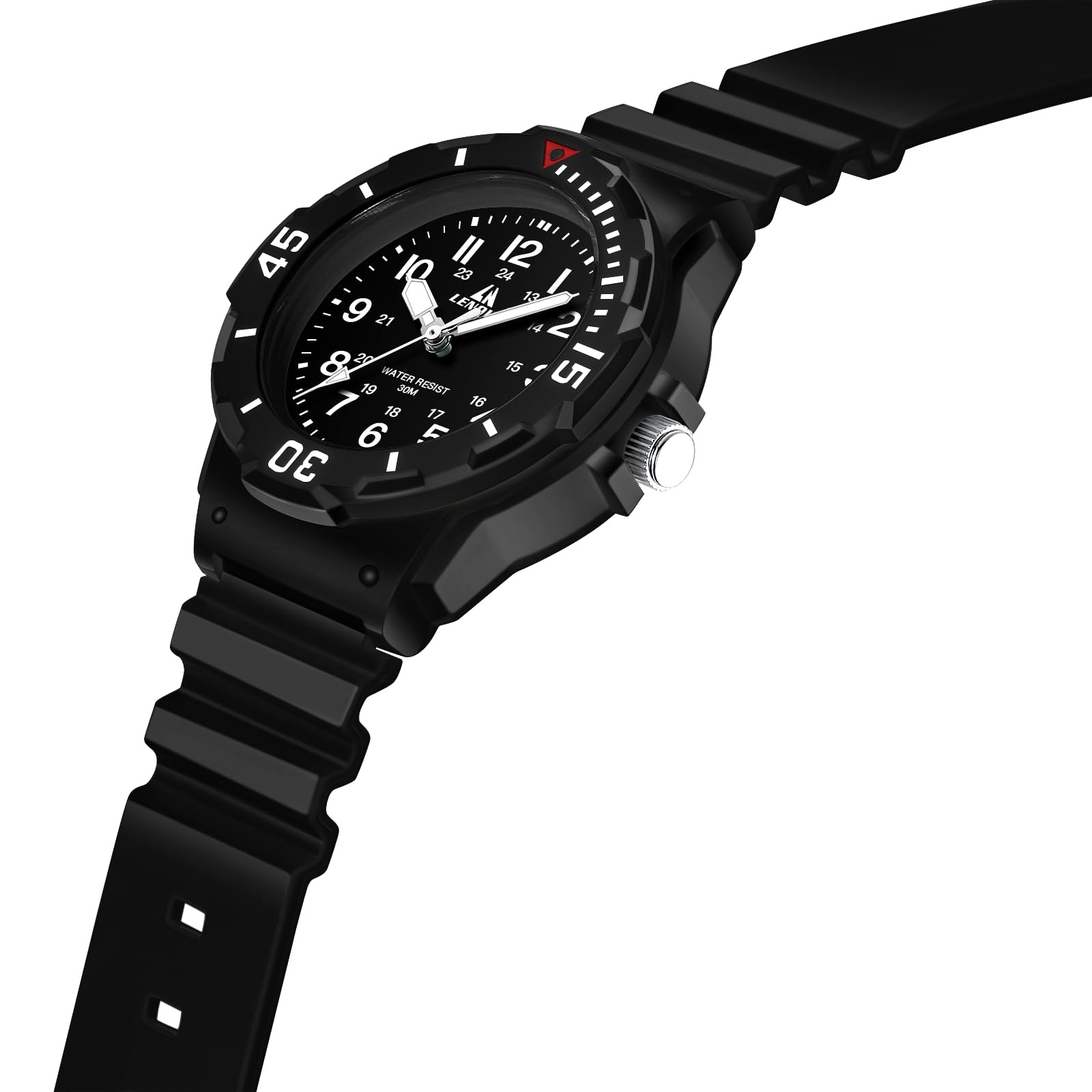 Kids Teen Analog Sports Quartz Watch Easy Read Black Silicone Strap Waterproof