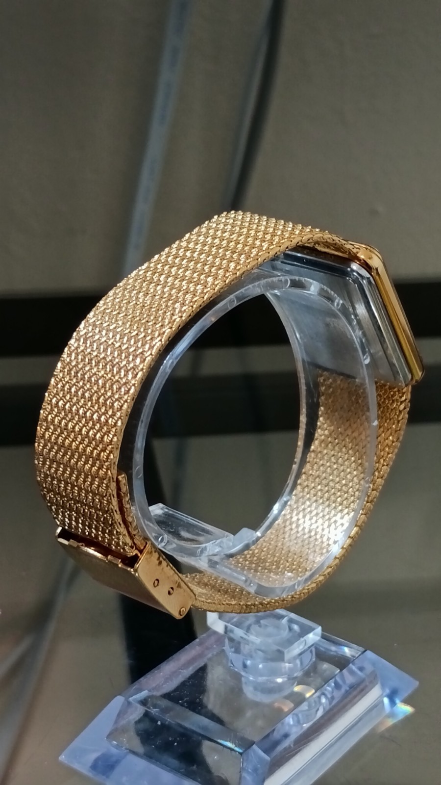 JULES JURGENSEN Rectangular Vintage Men’s Watch Gold Tone Quartz 26 mm Box