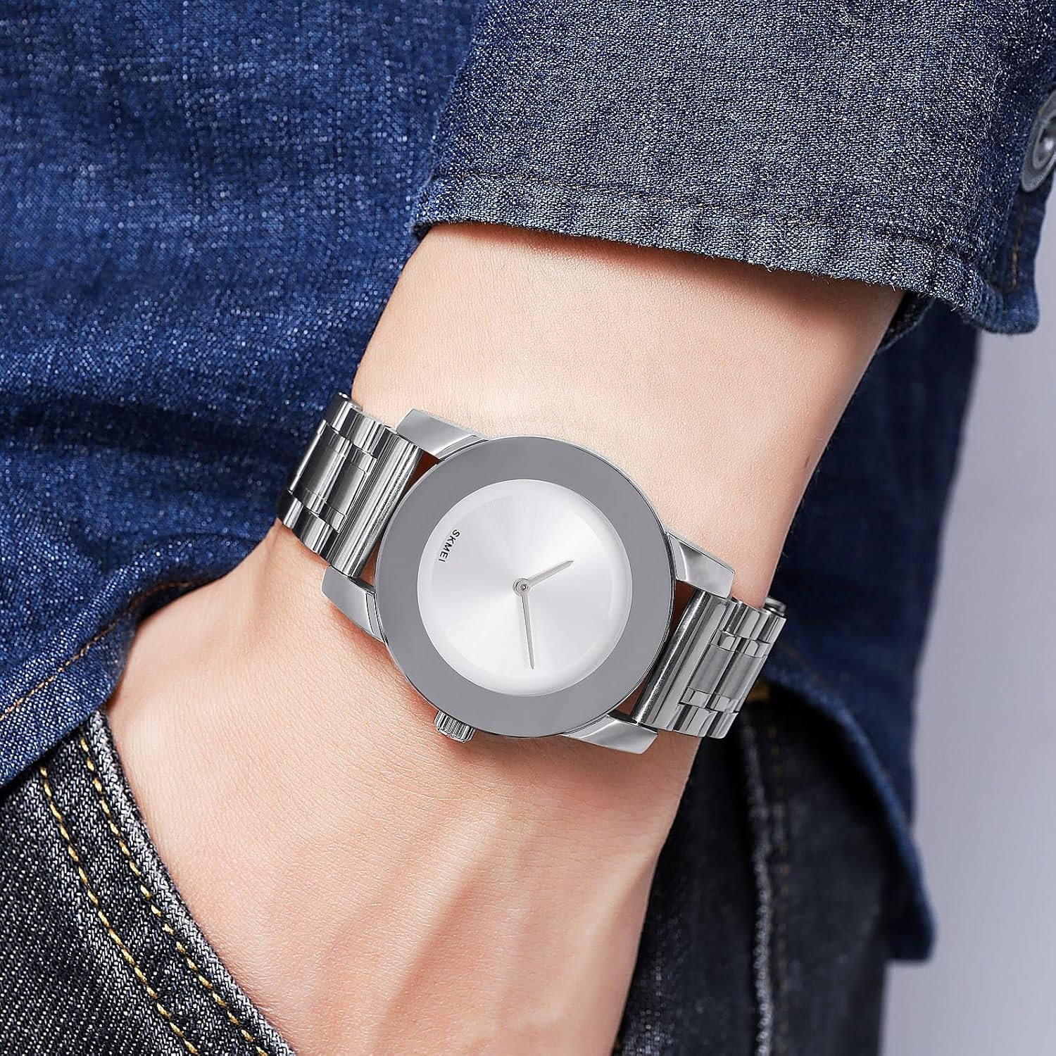 Frameless Luxury Quartz Watch with Diamond Touch – Unisex, 30M Water Resistance