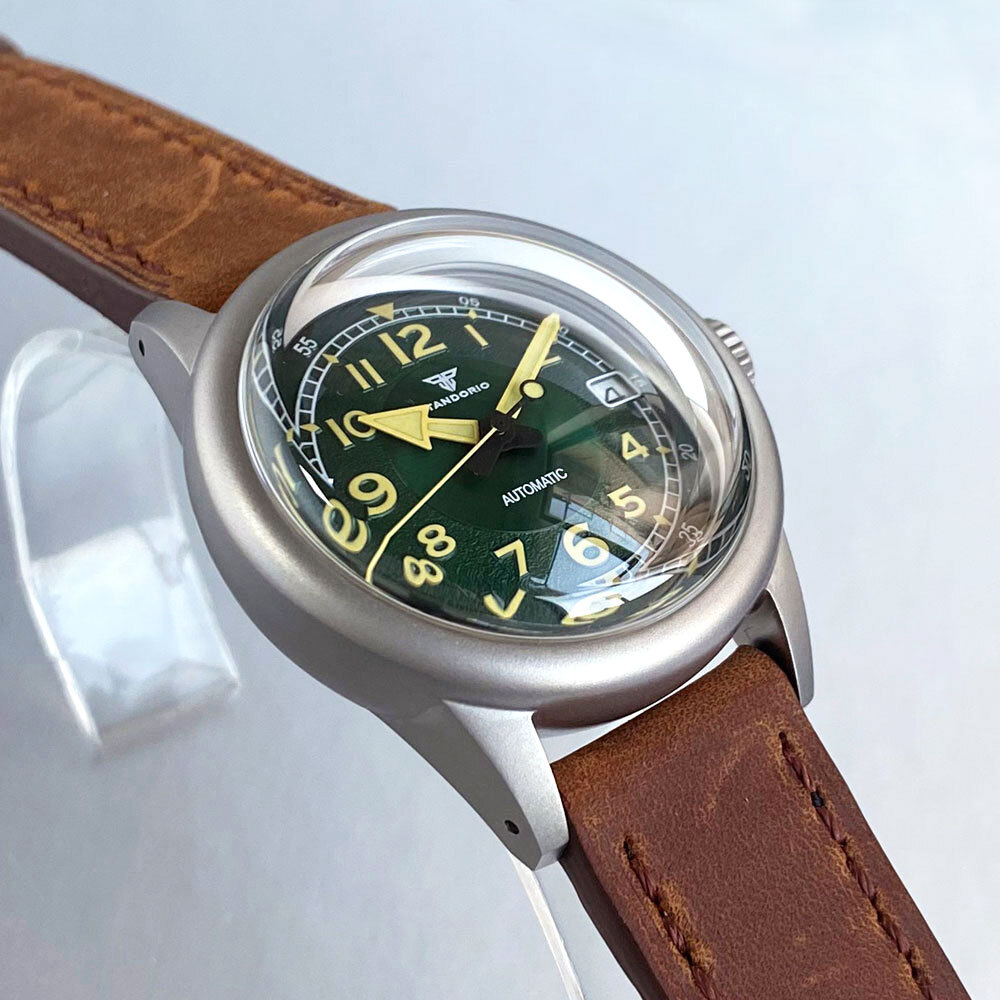 Tandorio 36mm 200M Dive Automatic Watch Men NH35 Green Lume Bouble Bow Sapphire