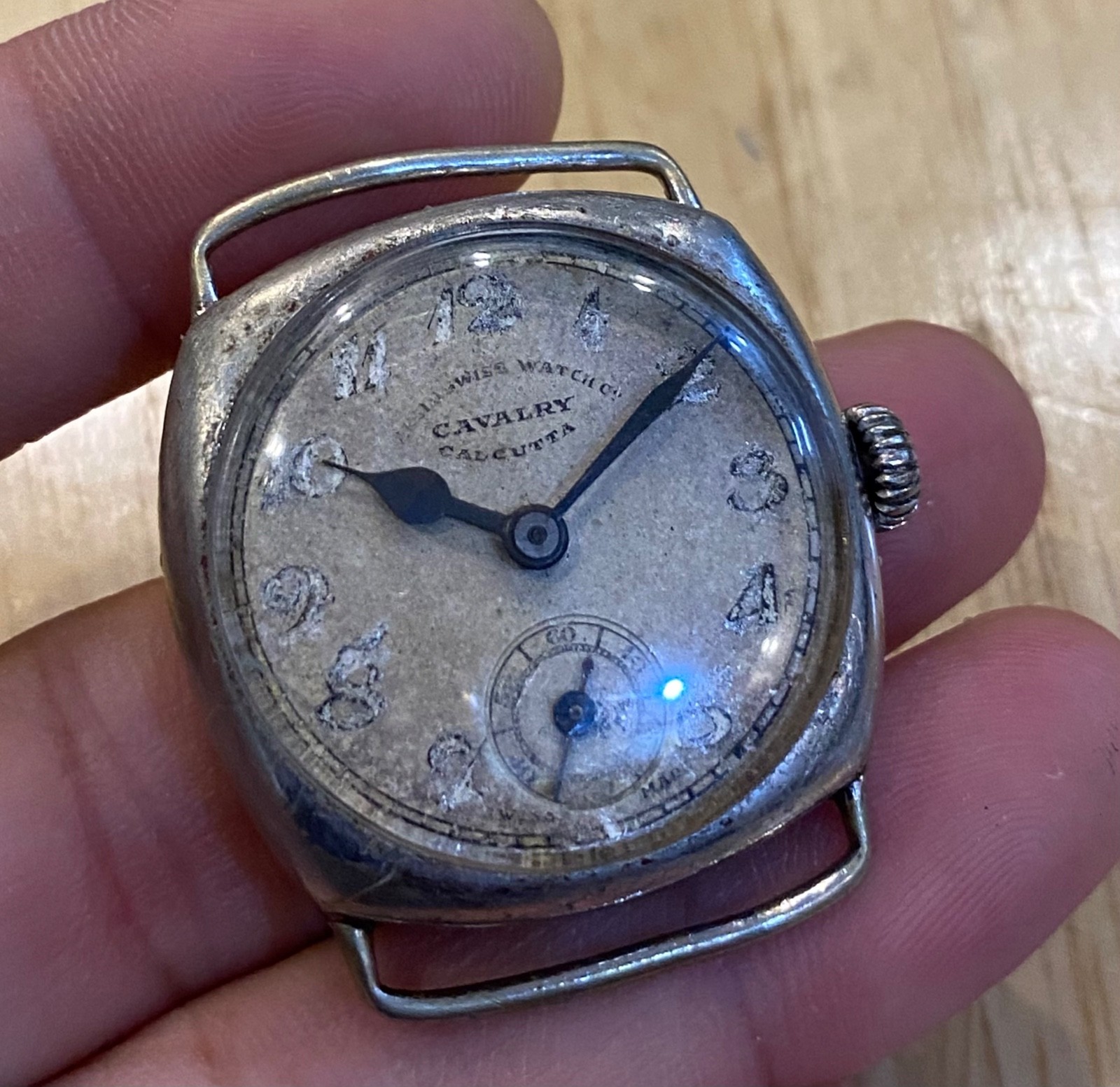 vintage early PAF Issued Anglo Swiss Watch Cushion Army Pakistan India PLS READ