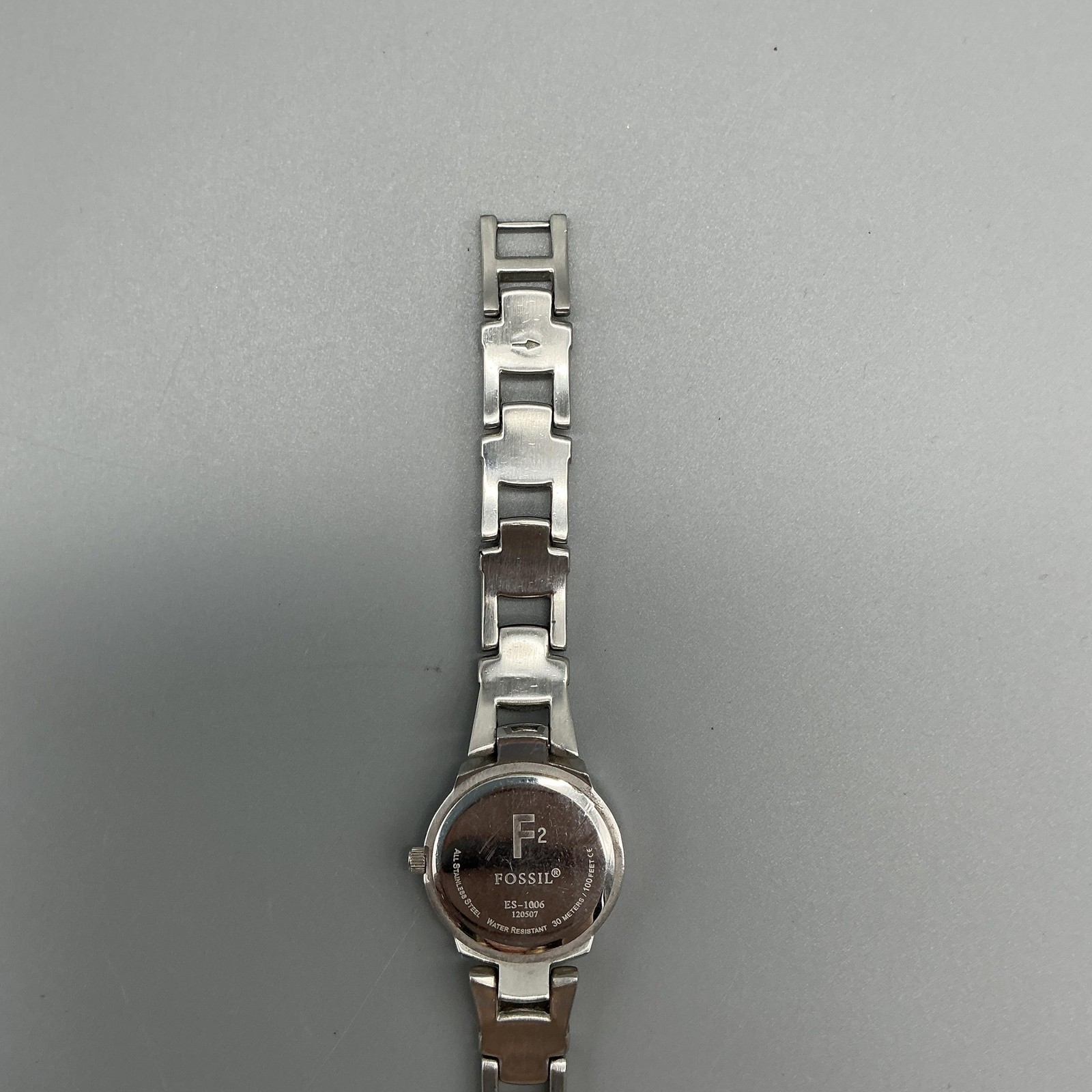 Fossil F2 Womens Watch 23mm Silver Dial Stainless Date ES-1006 New Battery 6″