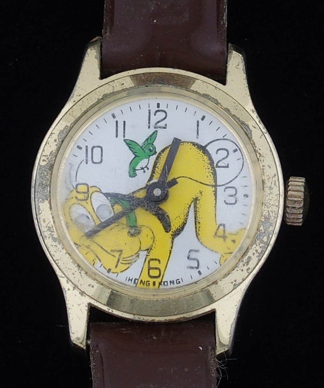 Vintage Used Hong Kong Pluto Style Moving Eye Character Watch for Repair