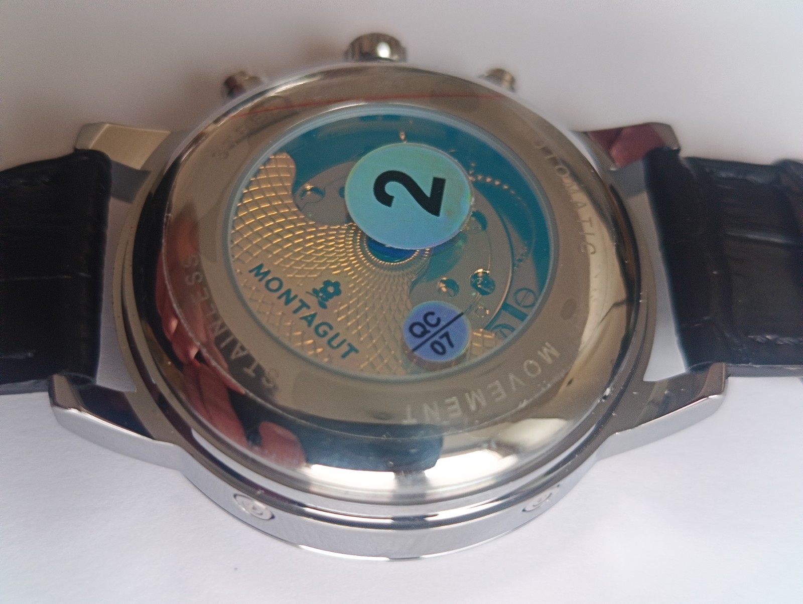 Luxury Montagut Automatic Skeleton Watch – Black Dial – Genuine Leather – Open
