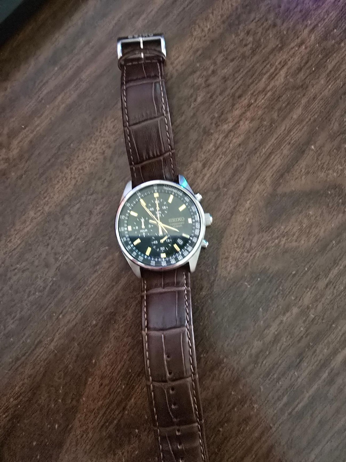 Seiko Men’s Core Chronograph Quartz Green Dial Watch – SSB385P1