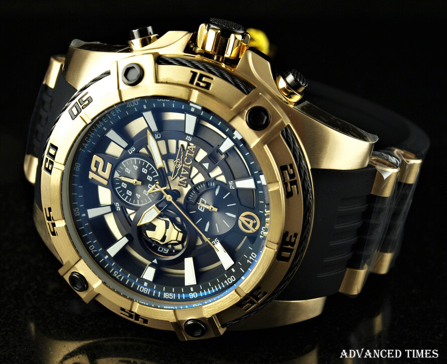 Invicta 54mm Marvel IRON MAN Speedway Viper Ltd. Ed. Chrono Black & Gold Watch