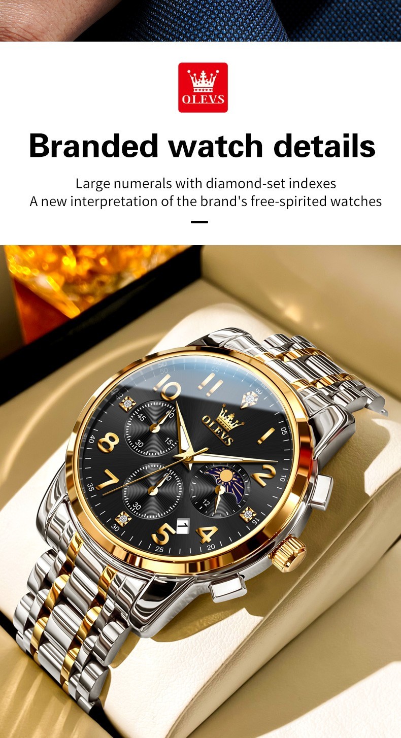 OLEVS Japan Movement Luxury Classics Gift Arabic Number Quartz Wristwatch 3628