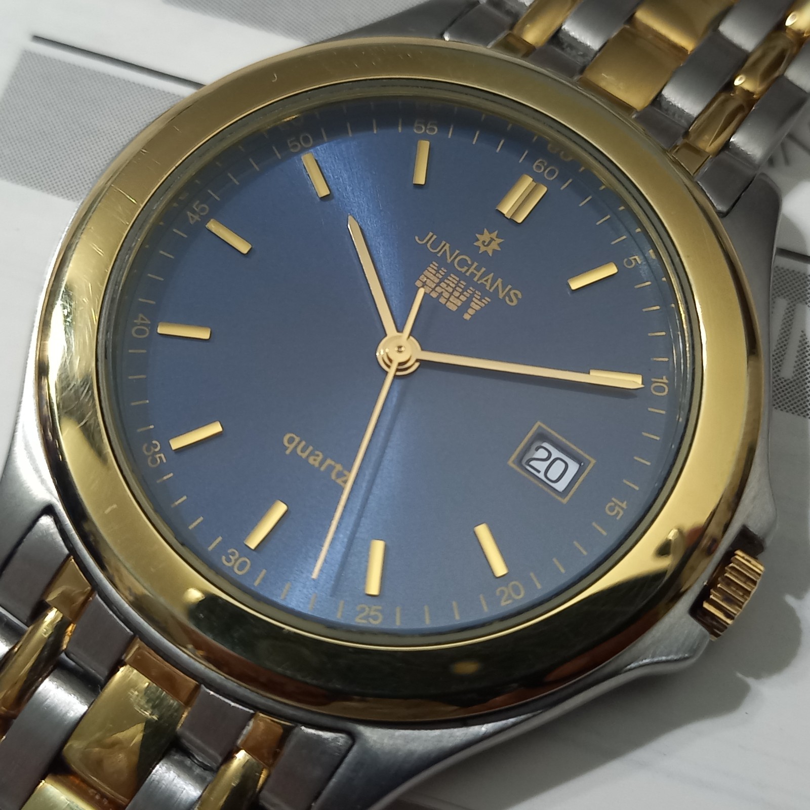 ELEGANT NOS 1990’S JUNGHANS NAVY QUARTZ REF: 41/4232 + INSTRUCTIONS/GUARANTEE