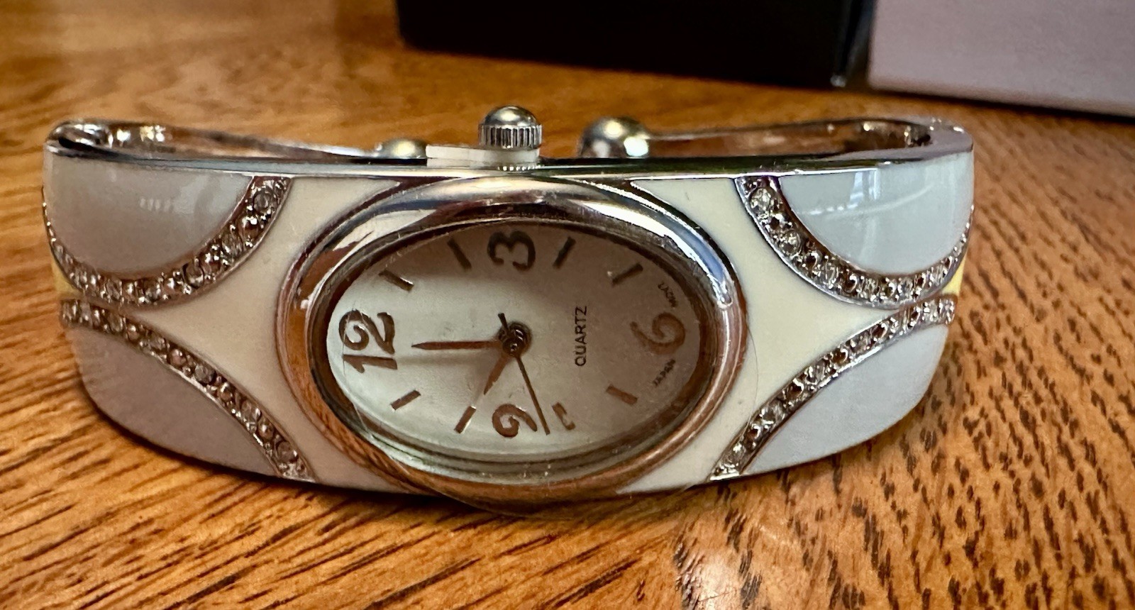 Vintage NOS New In Box Avon Multi Color Enamel & Rhinestones New Dawn Cuff Watch