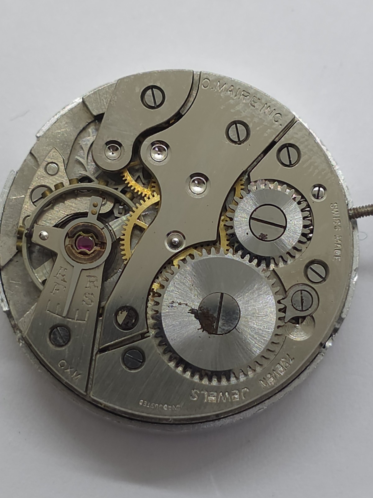 Vintage O. Maire INC Cal. OM 115 Good Main Spring Stem Watch Movement Uhren