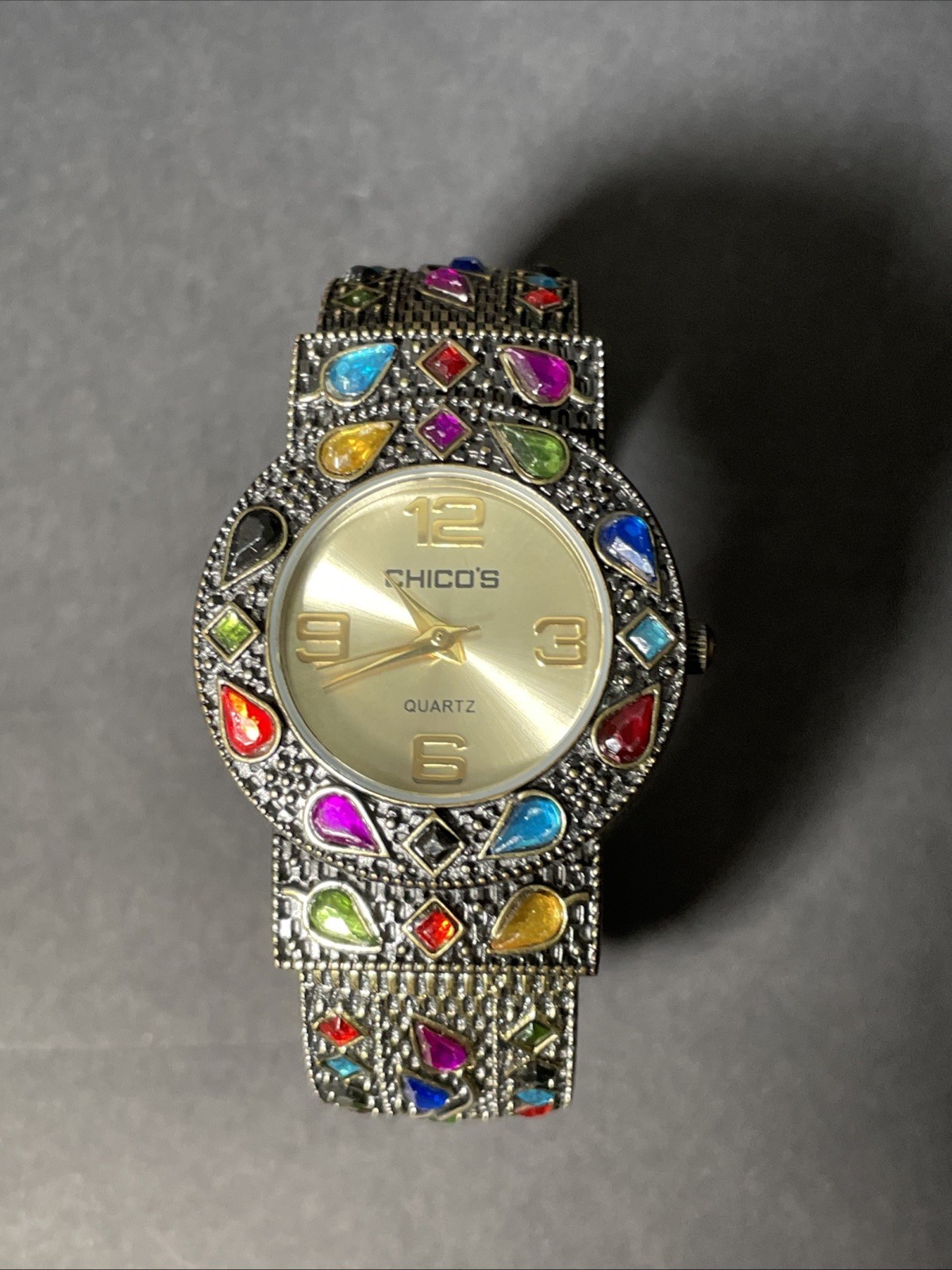 Chicos Bangle Watch Multi Color Stones Women New Battery