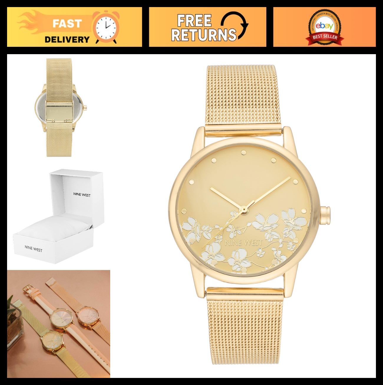 Floral Dial Women’s Mesh Bracelet Watch – Stylish & Elegant Timepiece