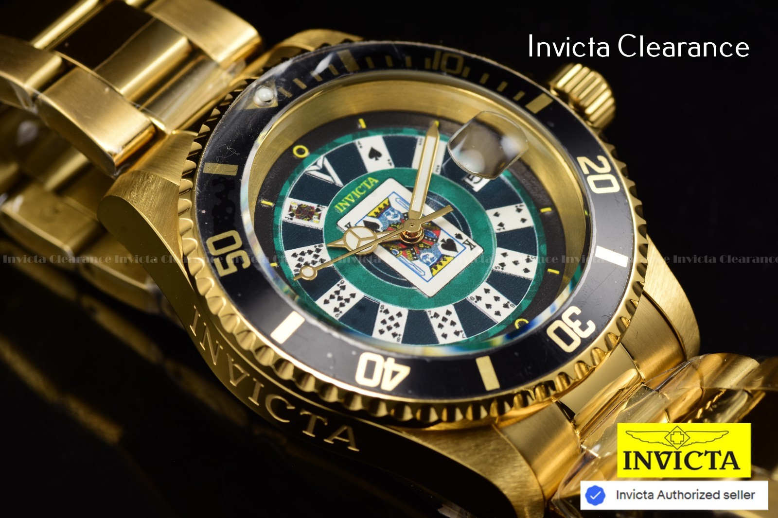 Invicta Men’s Specialty 43mm Black Dial Gold Tone Stainless Steel Bracelet Watch
