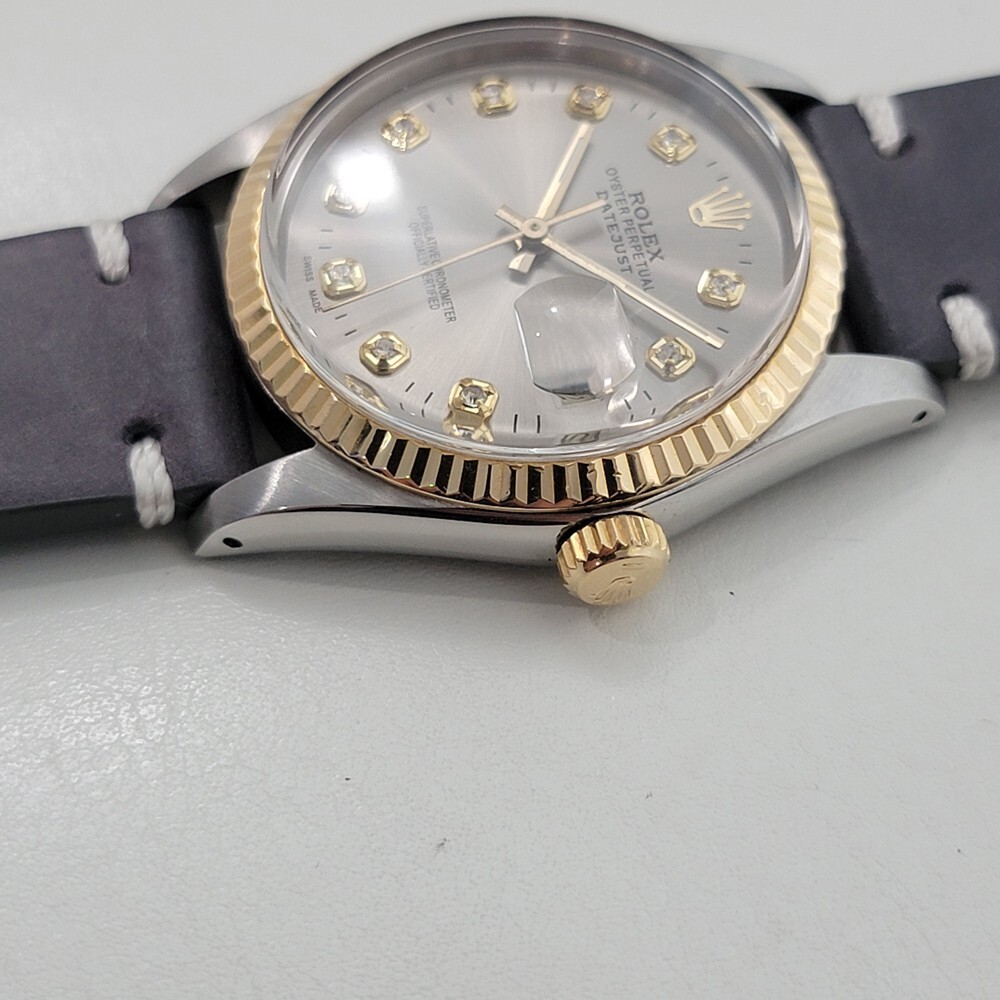 Rolex Oyster 16013 Datejust 36mm 18k SS Mens 1980s Diamond Dial Automatic RA551B