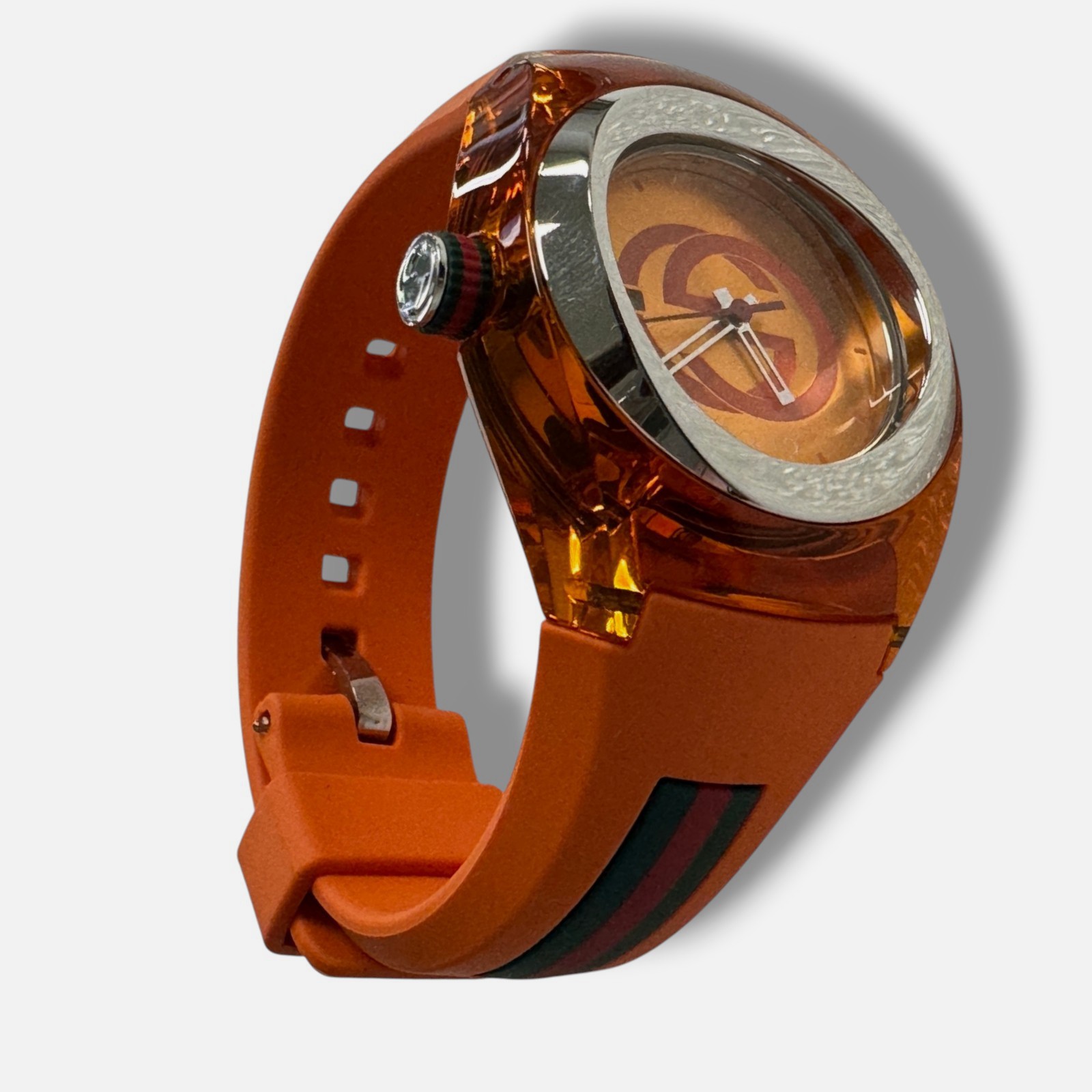 GUCCI Women’s Orange Quartz SYNC Rubber Strap Dial Swiss Watch 36MM YA137311.