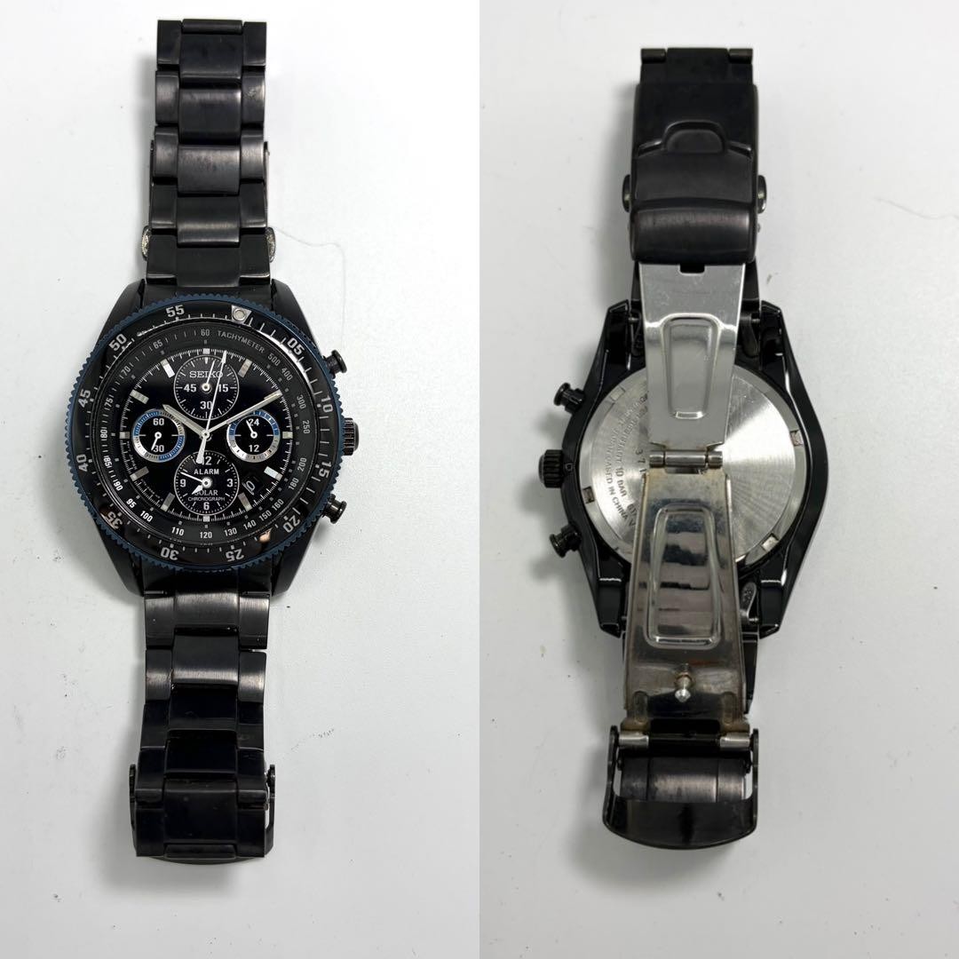 Seiko Prospex V174-0AE0 Black Dial 40mm 18cm Date Indicator Chronograph Solar