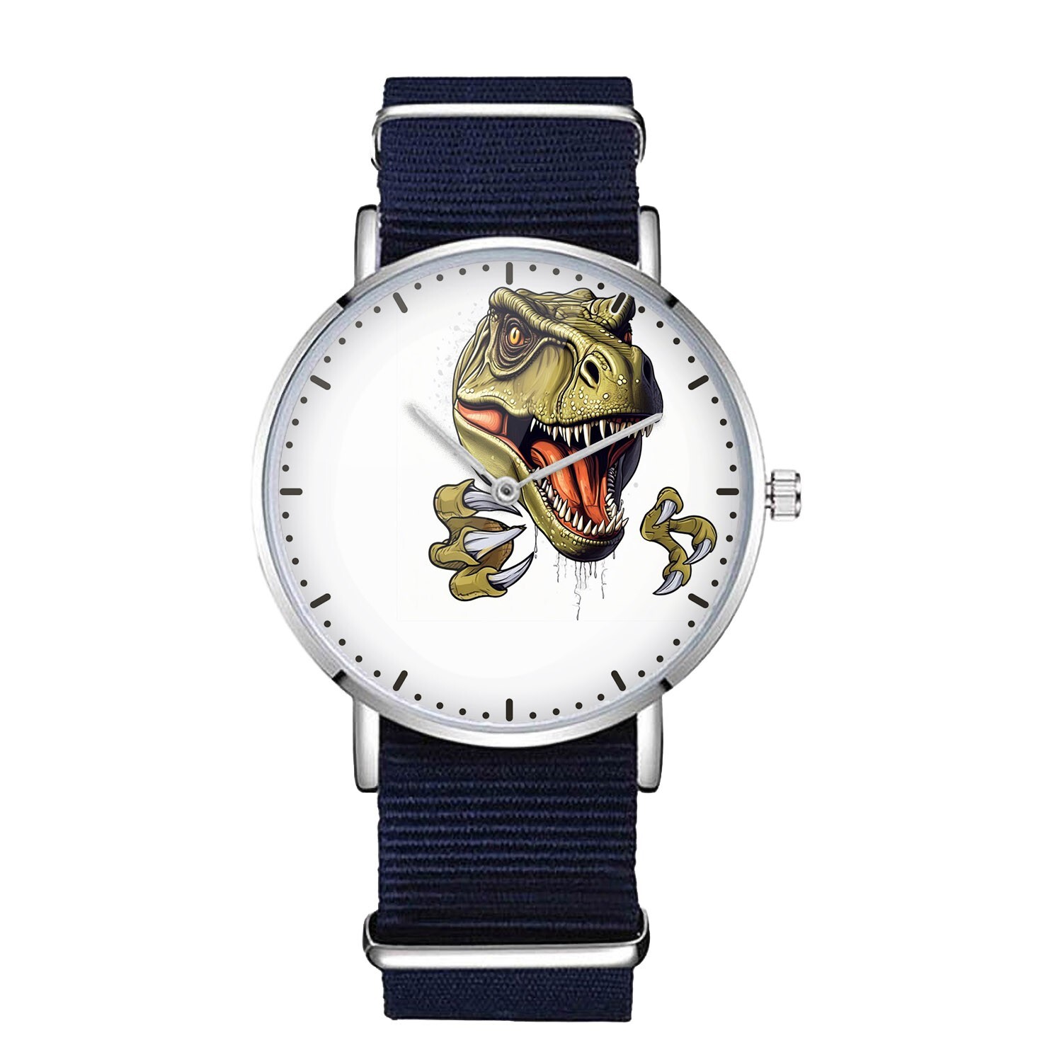 T-Rex Nylon Watch, Dinosaur Art for Prehistoric Lovers, Fierce Jurassic Gift