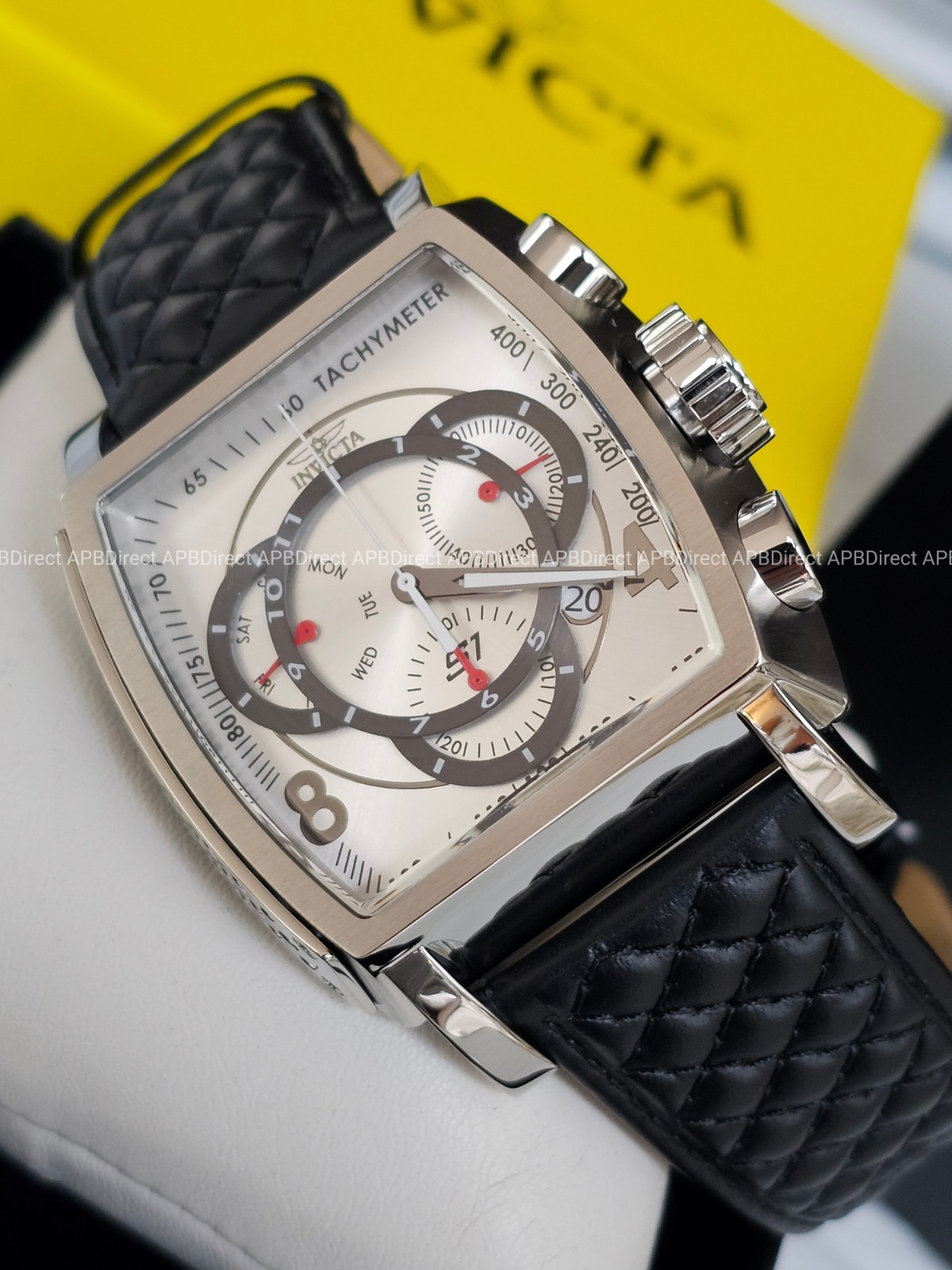 Invicta – S1 Rally – Swiss Z60 Chronograph Silver / Black Leather Mens Watch