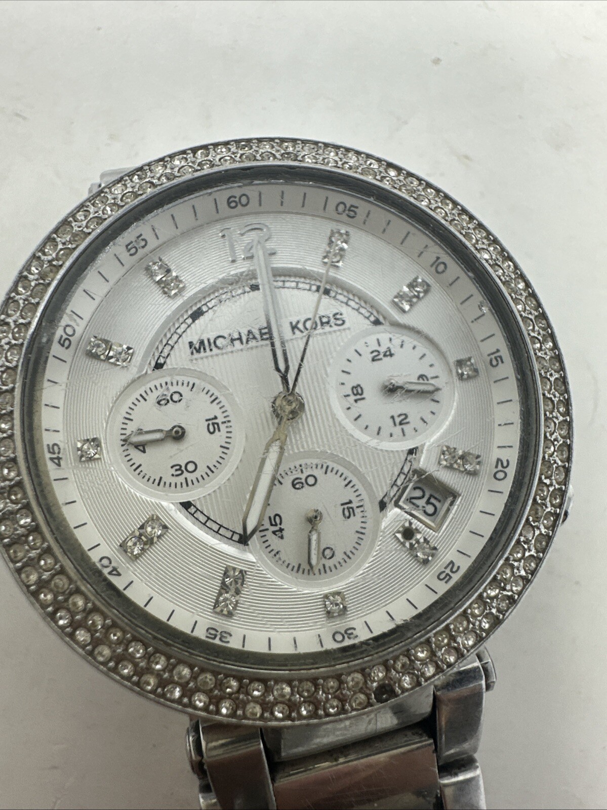 Michael Kors Parker Ladies Chronograph Watch MK-5353 Stainless Needs New Battery