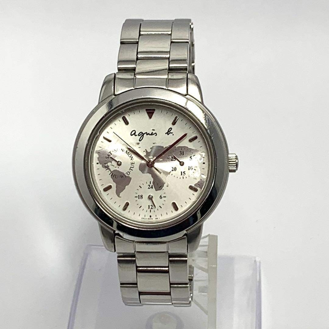 Battery replaced 810 agnes b. QZ Wristwatch Map Silver