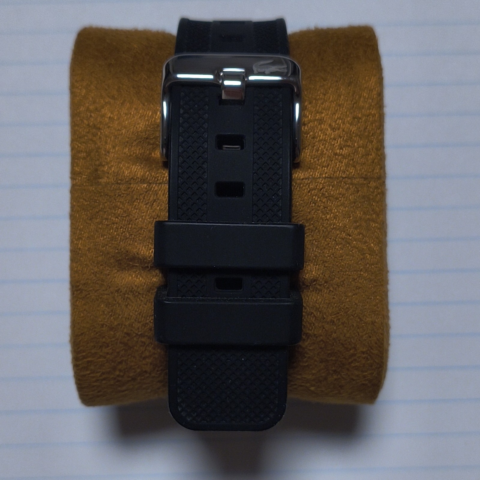 Lacoste Wristwatch Black Logo Dial Silver Steel Case Rubber (Needs Battery)
