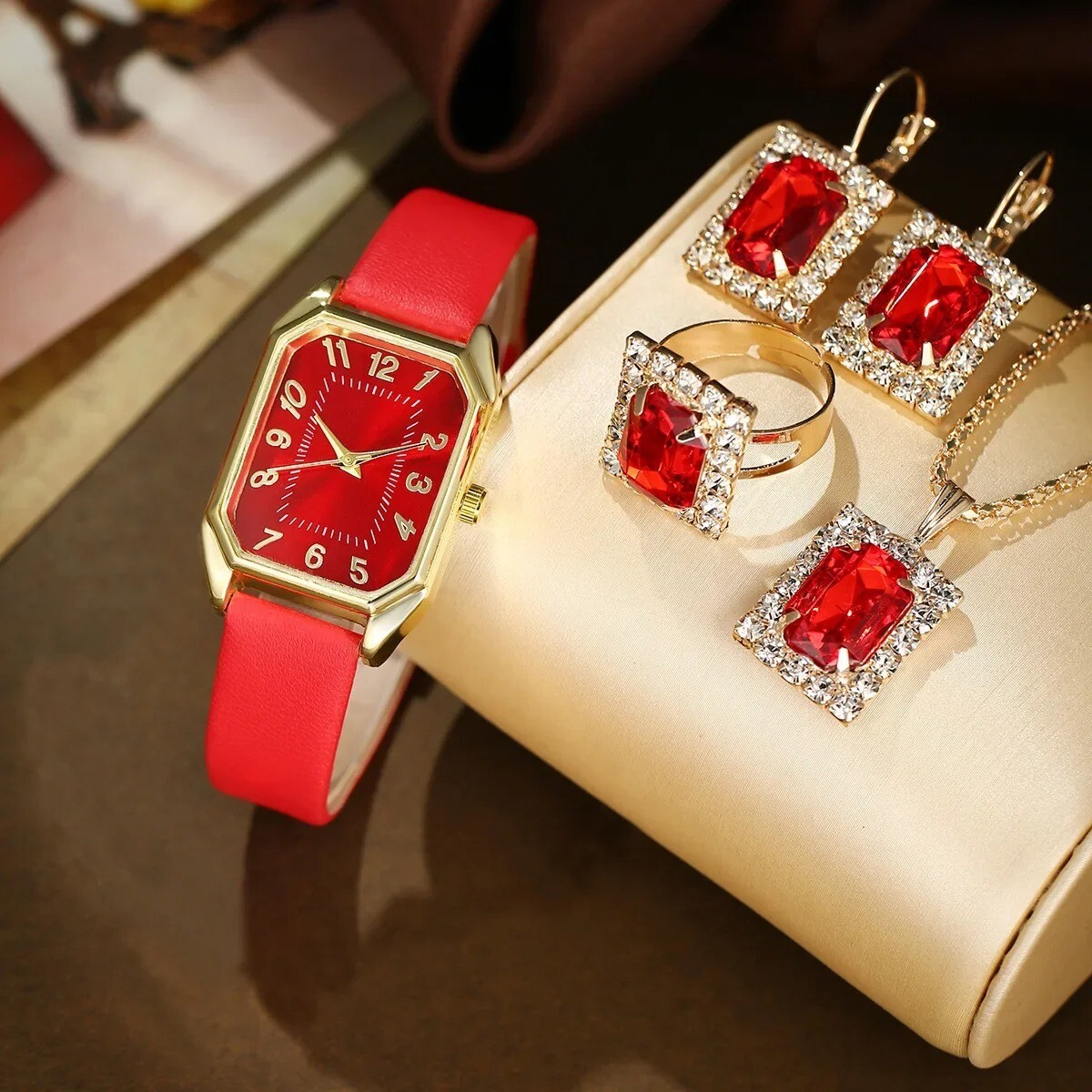 6/5/1PCS Luxury Fashion Square Women’s Watches Brand Ladies Quartz Wristwatch Je
