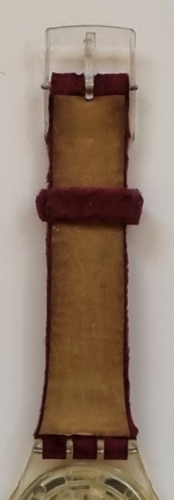 Vintage Swatch Saint Velours 33mm Quartz Purple Velvet Strap Watch GK203 (1995)