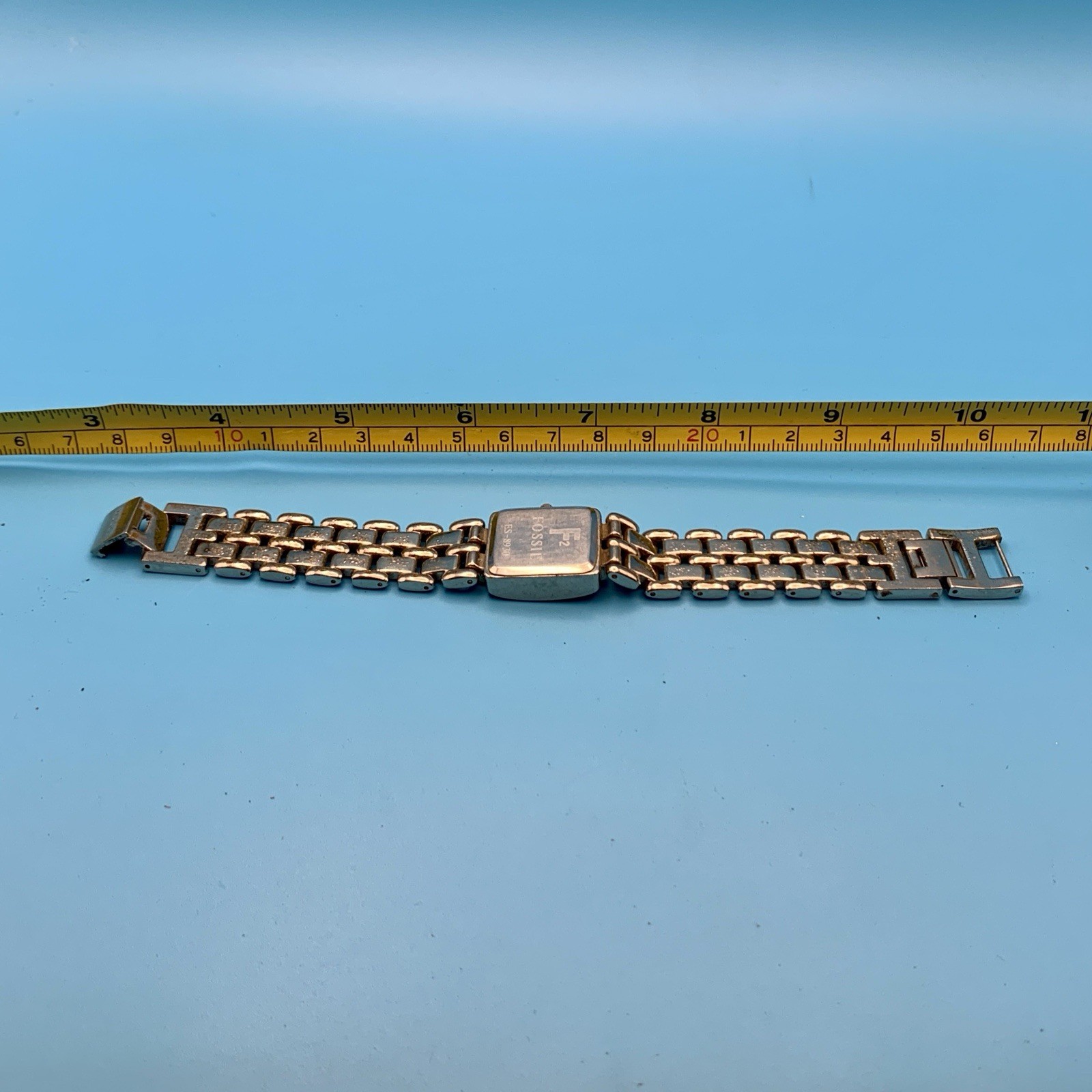 FOSSIL F2 ES-8930 Women’s Tank Quartz Bracelet Wristwatch Working New Battery