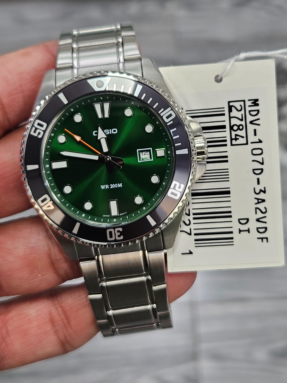 Casio Duro MDV-107D-3A2VDF Diver Watch 200M Green Dial | 100% Original
