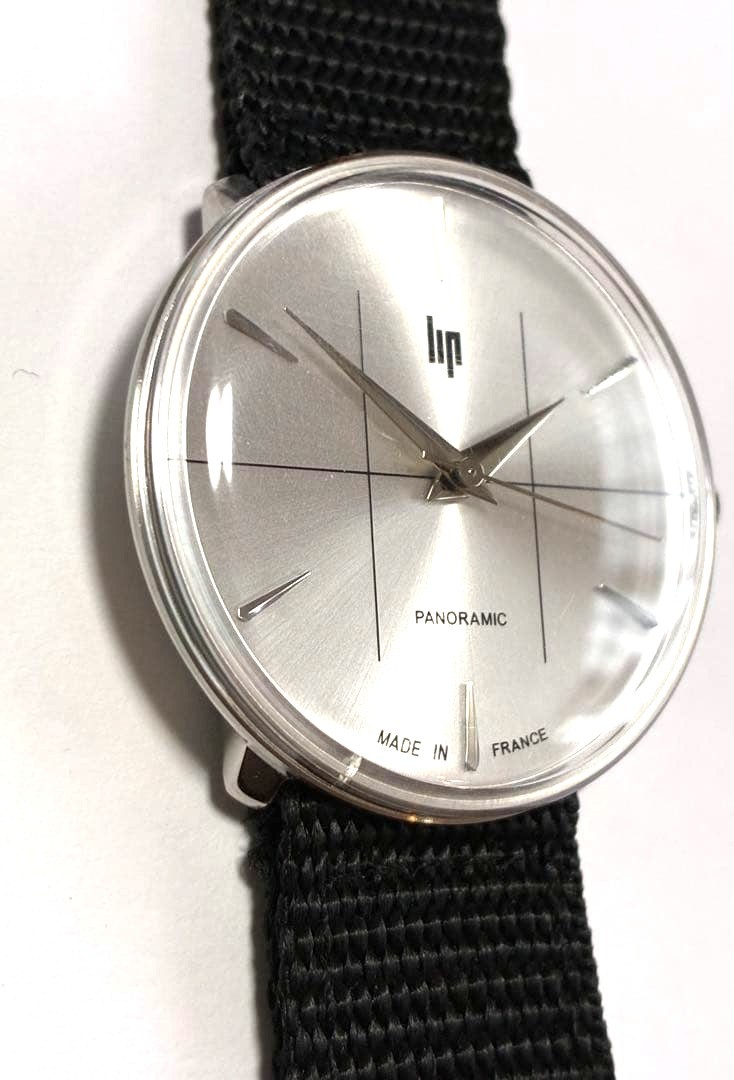 LIP Panoramic Vintage Mens Wristwatch Silver Dial NATO Strap Made in France Japa