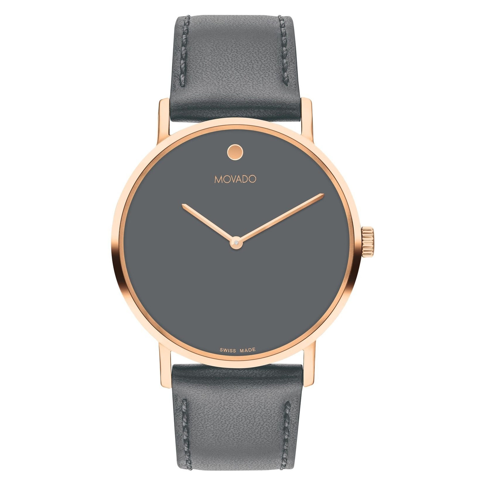 MOVADO SIGNATURE 0607834 GREY MUSEUM DIAL BLACK STRAP 40MM CASE WOMENS WATCH