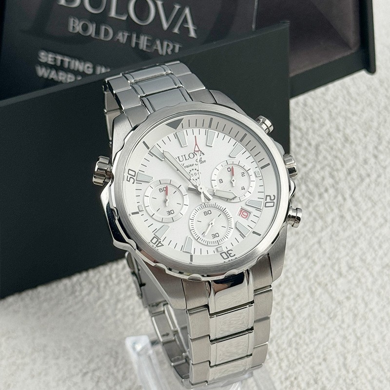 Bulova Marine Star White Dial Chronograph Men’s Quartz Watch 43MM 96B255