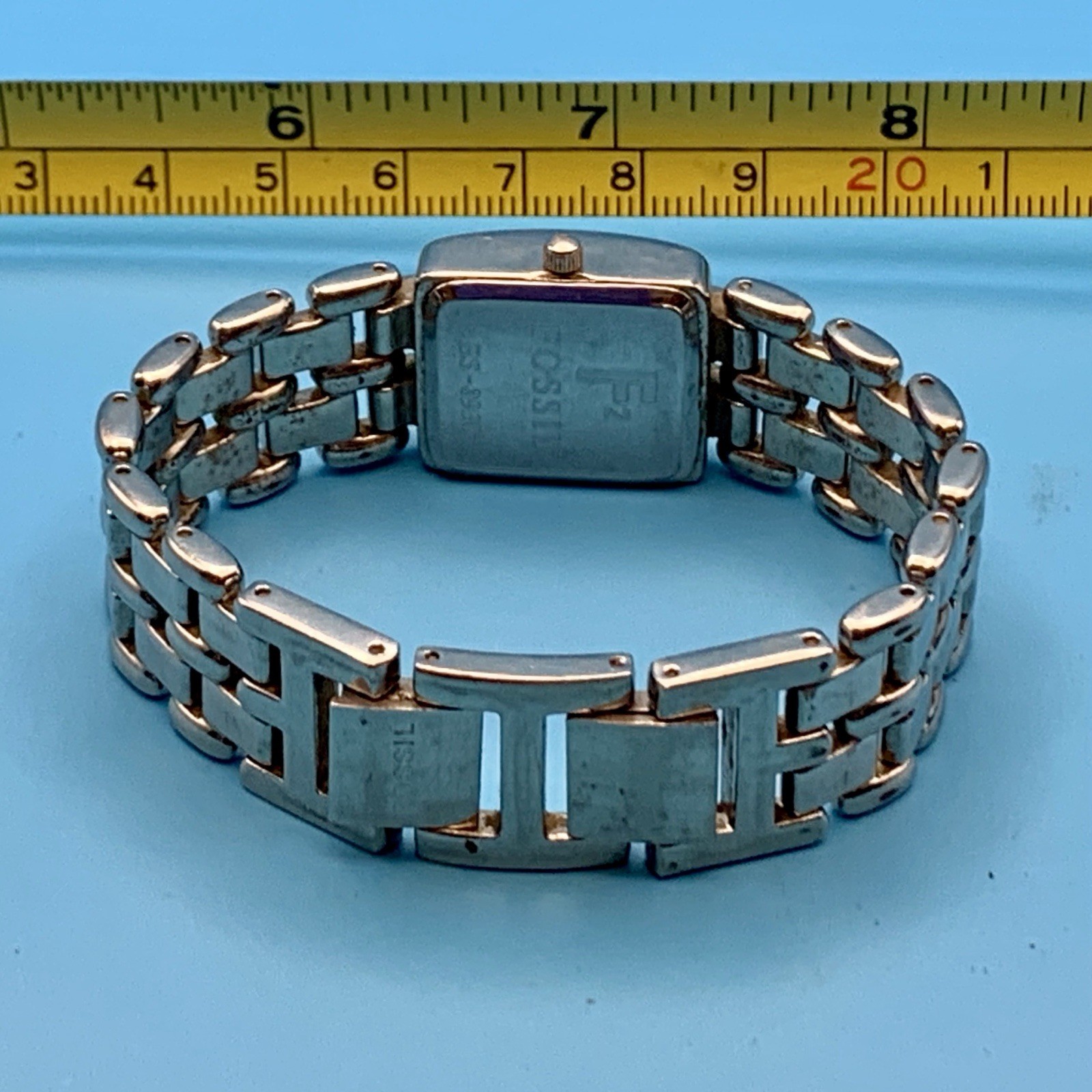 FOSSIL F2 ES-8930 Women’s Tank Quartz Bracelet Wristwatch Working New Battery