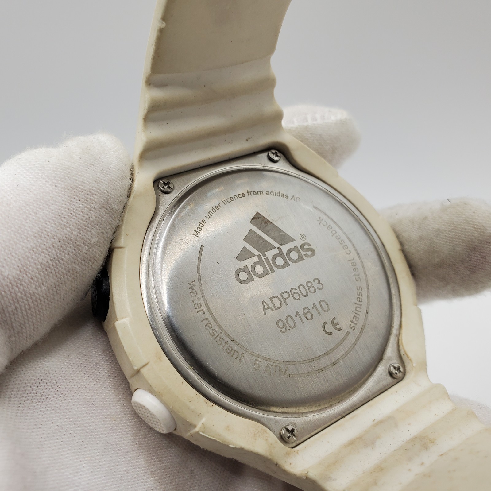 Adidas White ADP6083 Digital Watch Mens 53mm New Battery