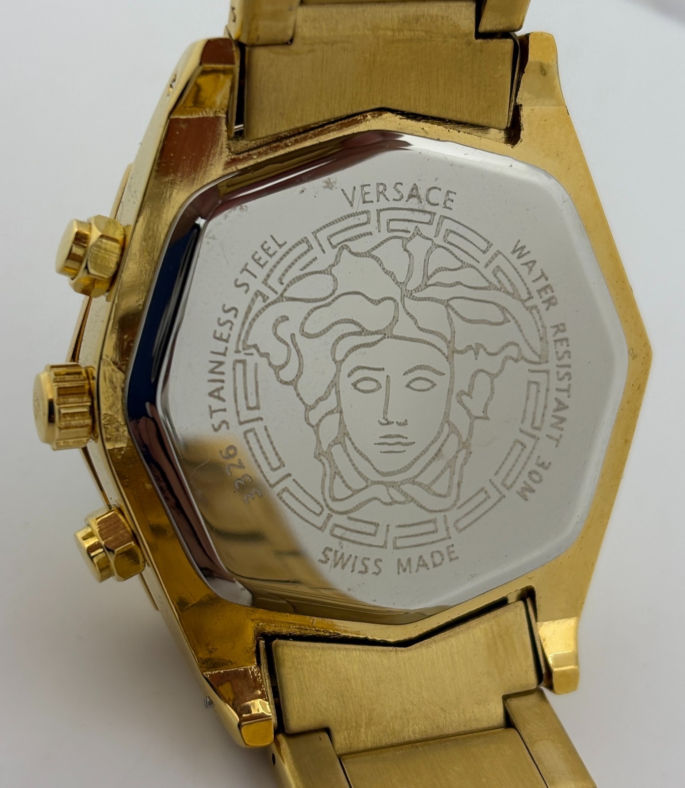 Refurbished Versace V-Legend Chrono Quartz Black Dial Gold-Plated Wristwatch