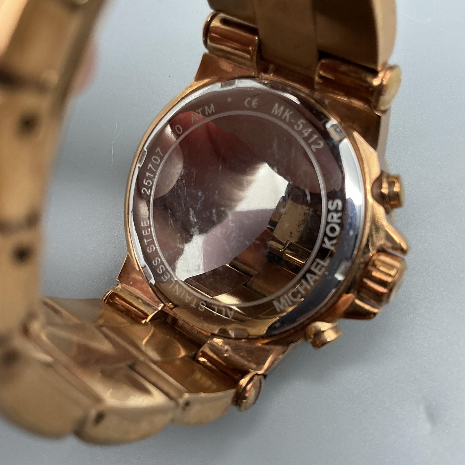 Michael Kors Chronograph Womens Watch 41mm Rose Gold Tone New Battery 6.5″