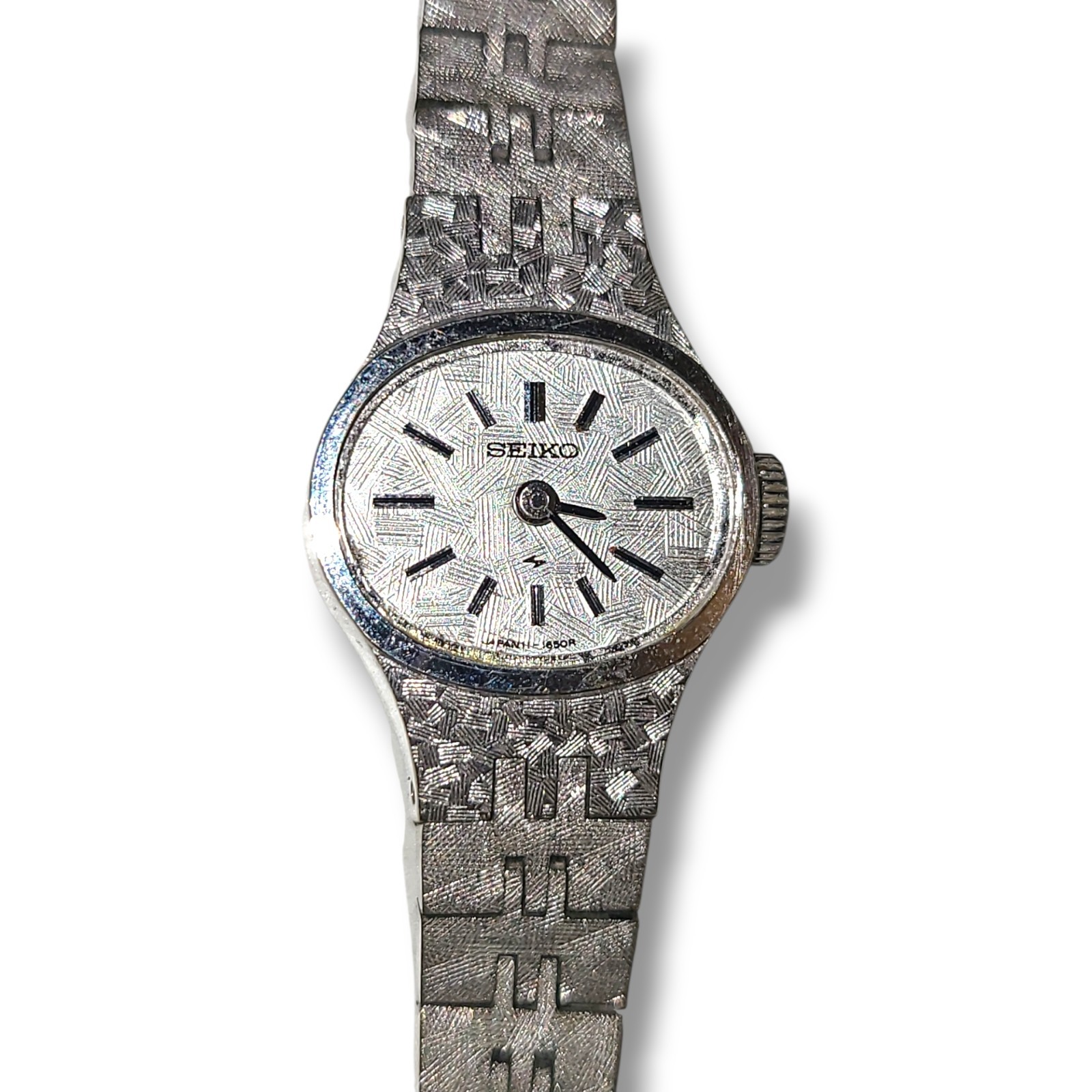 Vintage Seiko Ladies Mechanical Watch 11-7619 Silver Tone Runs **No Crystal**