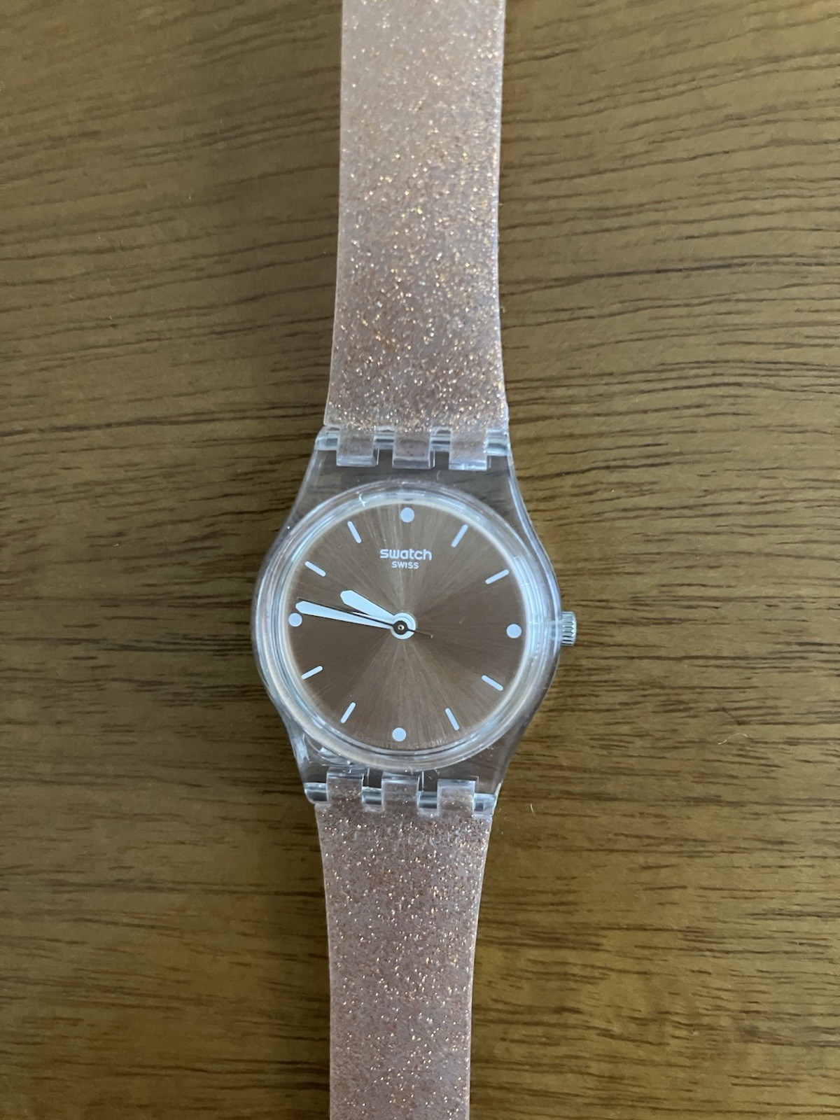 Swatch Ladies watch Pink Glitter 1” Wide Strap