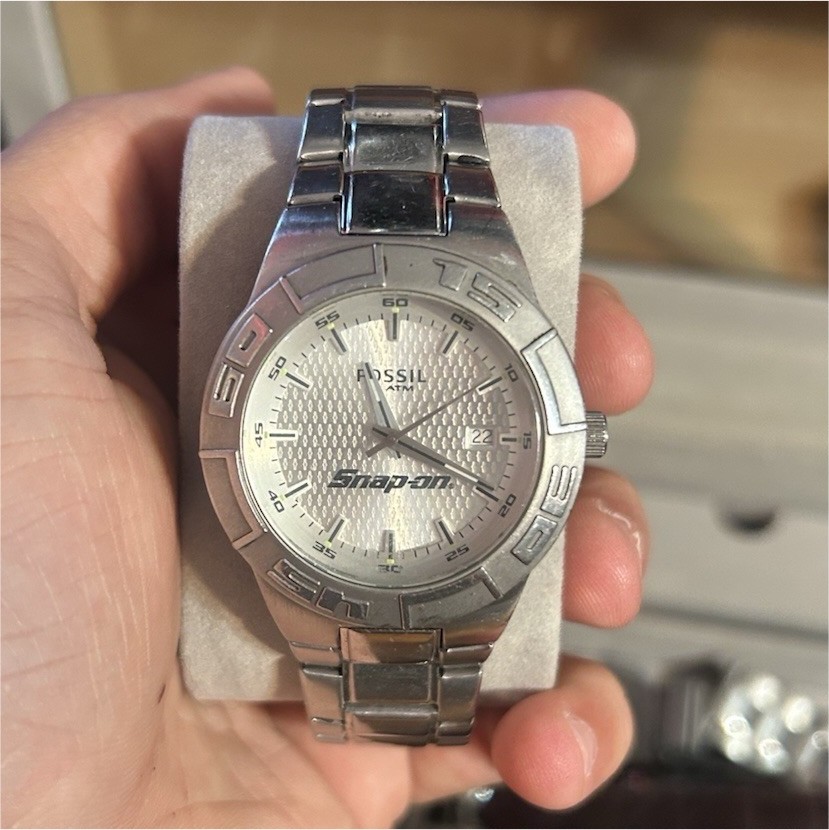 Fossil Snap-on Men’s Analog Silver Metal Bracelet Wristwatch Seconds Hand