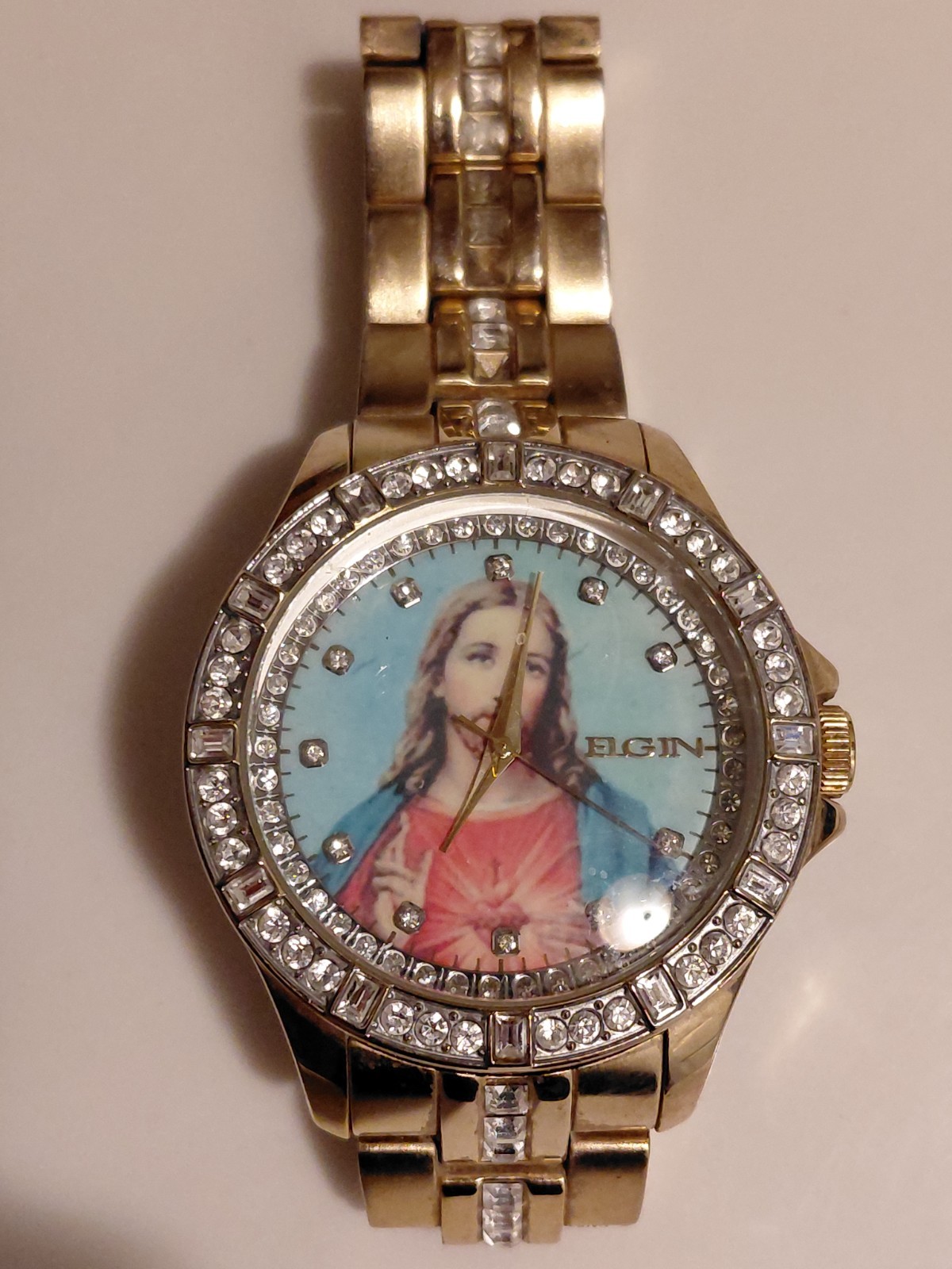 Elgin FG9116 Women’s Analog Quartz Religious Dial Gold Tone Bracelet Watch