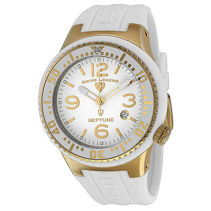 SWISS LEGEND SL-21848P-YG-16 Neptune White Silicone Strap Men’s Watch $395
