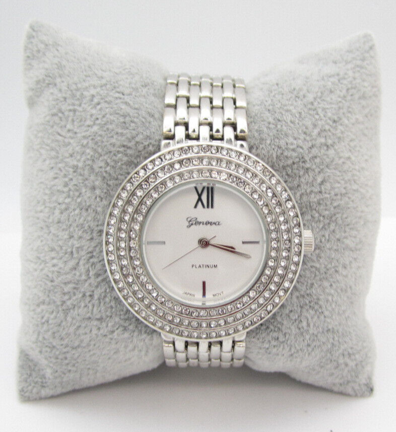 Women Geneva Platinum Crystals Quartz WR Analog 38mm Causal Round Watch (G231)