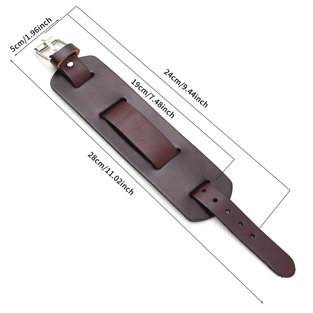 Men’s Punk Wide Genuine Leather Belt Wristband Bangle Cuff Bracelet Adjustable